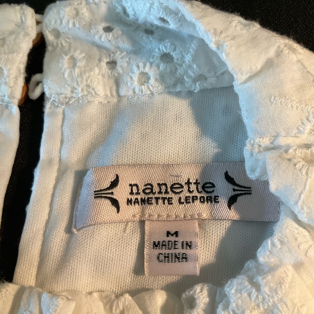 Nanette Lepore White Eyelet Ruffle Blouse - Picture 2 of 8